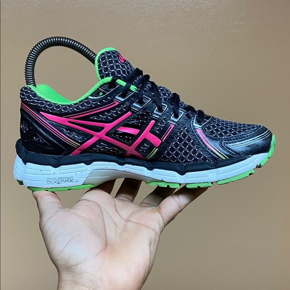 ASICS Gel-Kayano 19 Women’s Running Sneakers Black Grey Pink Green Size 6 T350N - Picture 9 of 16